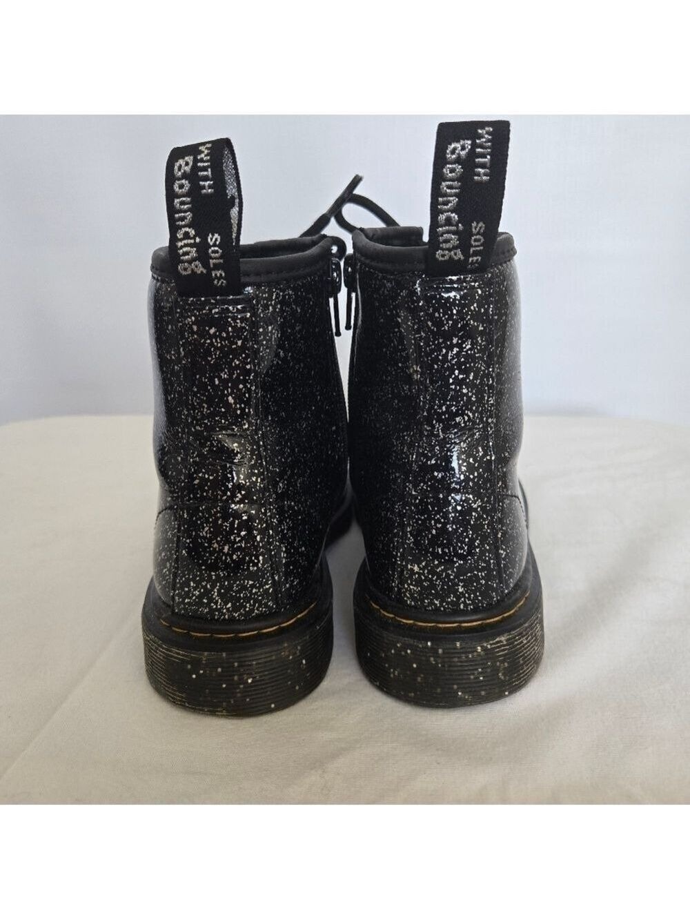 DR. MARTENS '1460' BOOTS COMBAT COSMIC GLITTER BLACK SILVER UNISEX (5W 4M) - Picture 5 of 14